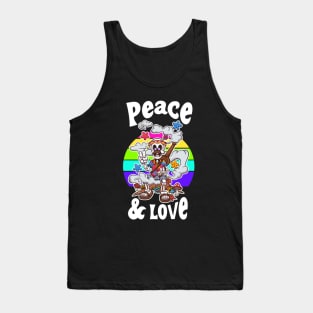 Peace And Love Cartoon Retro Skeleton Tank Top